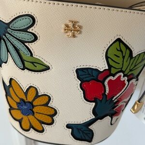 Tory Burch Floral Cream Bucket Bag
